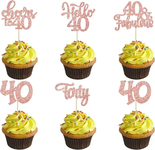 Miniatura 26 de 30 piezas Adornos para pastel de cumpleaños de 6 años, seis brillos, hola 6, púas para cupcakes, felicitaciones a los 6 años, decoraciones