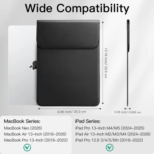 Miniatura 2 de JETech Funda delgada para portátil para MacBook Air de 13 pulgadas (M4/M3/M2) 2022-2025, MacBook Pro de 13 pulgadas (M2/M1) 2016-2022, funda de Negro