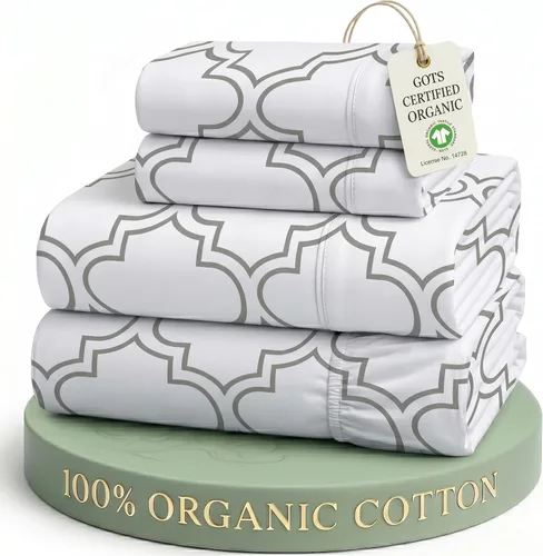 Miniatura 52 de Lane Linen Sábanas de cama tamaño Queen, juego de sábanas 100 % algodón orgánico, sábanas refrescantes suaves tamaño Queen, juego de sábanas Queen