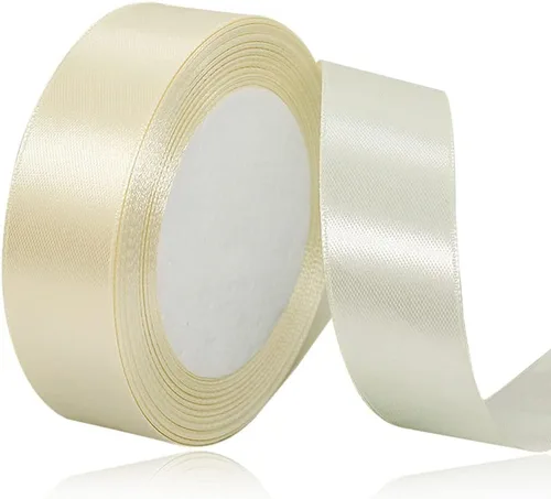 Cinta de satén beige de 1 pulgada x 25 yardas, cinta de tela de color sólido para envoltura de regalos, manualidades, fabricación de lazos para el