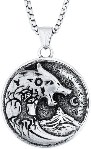 HAQUIL Fenrir Wolf Necklace, Norse Wolf Fenrir Ragnarok Pendant,Viking Jewelry Gift for Men and Women