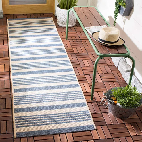 Miniatura 5 de SAFAVIEH Courtyard Collection - Alfombra decorativa, 2.3 x 5 pies, beige y verde oscuro, para interior/exterior, resistente a la intemperie