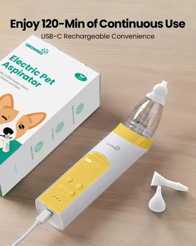 Miniatura 9 de GROWNSY Aspirador nasal eléctrico para mascotas, succión silenciosa de nariz y orejas para perros, gatos, cachorros y gatitos, succión ajustable