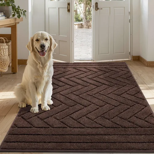 Miniatura 14 de Tindbea Tapete para perro para patas fangosas, absorbe la humedad, la suciedad, antideslizante, lavable, tapete de barro para perros, parte trasera