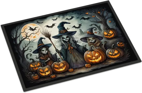 Miniatura 63 de Caroline's Treasures DAC2223MAT - Felpudo espeluznante de Halloween con gato negro de 18 x 27 pulgadas, tapete para puerta delantera