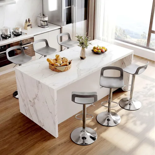 Miniatura 19 de LSSPAID Juego de 4 taburetes de bar giratorios de 360° de altura ajustable con respaldo y reposapiés, sillas de bar modernas de altura de mostrador
