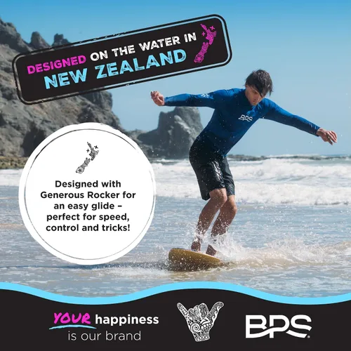 Miniatura 7 de BPS Skimboard 'Shaka' de Nueva Zelanda con almohadillas de agarre EVA de colores y capa transparente de alto brillo tablas de madera para aventuras