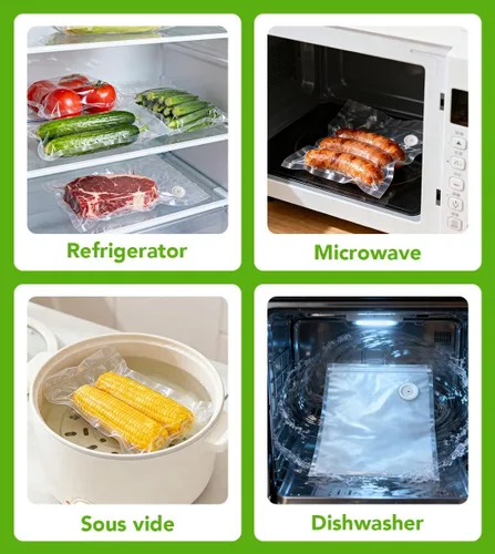 Miniatura 7 de Bolsas selladoras al vacío, 30 bolsas reutilizables al vacío para alimentos, sin BPA, bolsas de almacenamiento de alimentos al vacío con bolsa