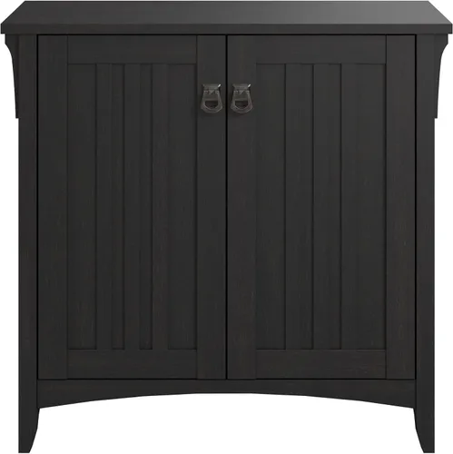 Miniatura 5 de Bush Furniture Salinas - Armario de almacenamiento pequeño con puertas y estantes en color blanco antiguo, baúl de 2 puertas para oficina en casa