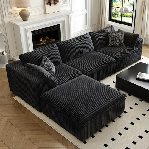 Miniatura 8 de LoveSeat Cloud Couch Sofá Seccional Modular para Sala de Estar, Sofá Moderno con Asiento Profundo, Sofá de 2 Plazas Sin Huesos con Otomana, Cómodos
