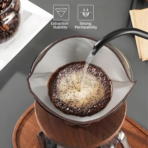 Miniatura 4 de Kichvoe Pantalla de filtro de café de acero inoxidable reutilizable: 1-4 tazas Filtro de cono permanente de malla ultra fina para vertido, expreso