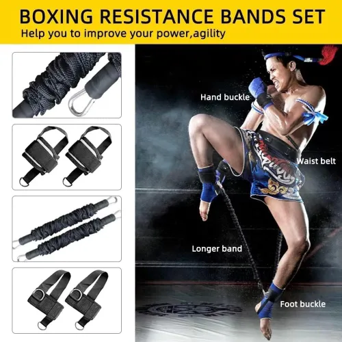 Miniatura 4 de Bandas de resistencia de boxeo, bandas de resistencia de velocidad de agilidad y fuerza de piernas para hombres y mujeres, ejercicio Power Punch Pro