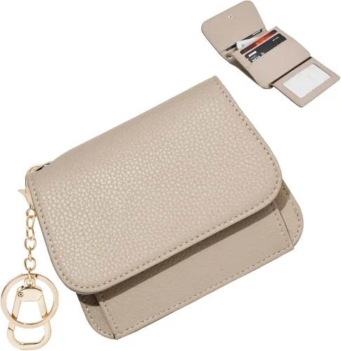 Miniatura 26 de Cartera pequeña para mujer, con bloqueo RFID, delgada y bolsillo para monedas, tarjetero plegable para tarjetas de crédito con ventana