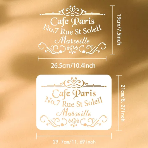 Miniatura 2 de FINGERINSPIRE Classic Cafe Paris - Plantillas de pintura de 11.7 x 8.3 pulgadas, plantillas francesas de plástico, plantillas de dibujo, decoración
