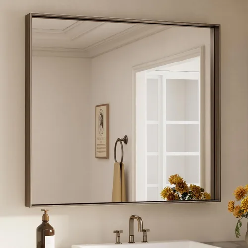 Miniatura 55 de Keonjinn - Espejo rectangular con marco negro para baño de 40 x 30 pulgadas, espejo de pared para sobre el lavabo, espejos de tocador de metal