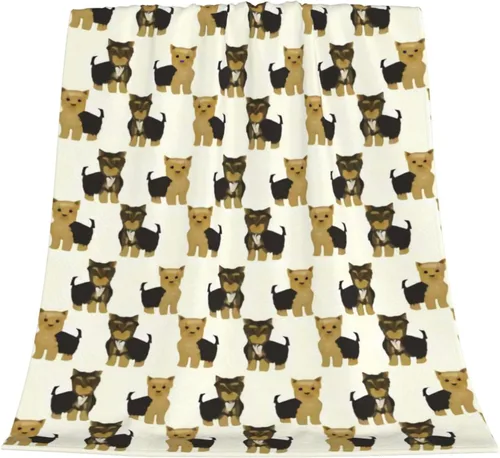 Yorkshire Terrier - Manta de forro polar para perro Yorkie de franela súper suave, acogedora, lavable, ligera y mullida para sofá, cama, oficina,