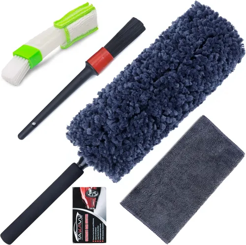 Miniatura 9 de Plumero para interior de coche por TAKAVU, dedos de microfibra de 360°, mango cómodo irrompible, libre de pelusas y arañazos, incluye paño