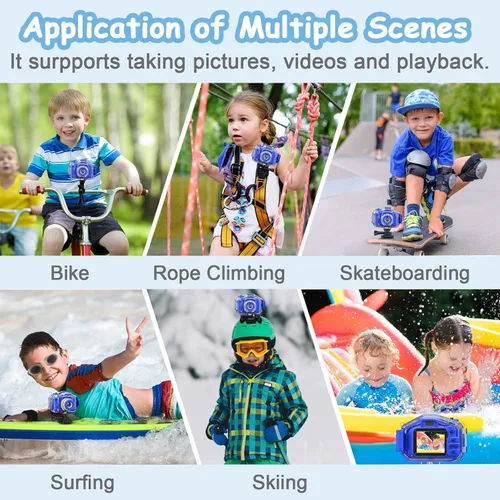 Miniatura 5 de Agoigo - Cámara resistente al agua para niños, videocámara digital HD sumergible, juguete de viaje portátil para niños pequeños - Regalo ideal