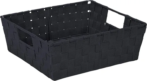 Miniatura 2 de Simplify Cesta rectangular de acero aleado de 15 x 13 x 5 pulgadas con 2 asas de transporte integradas, color negro