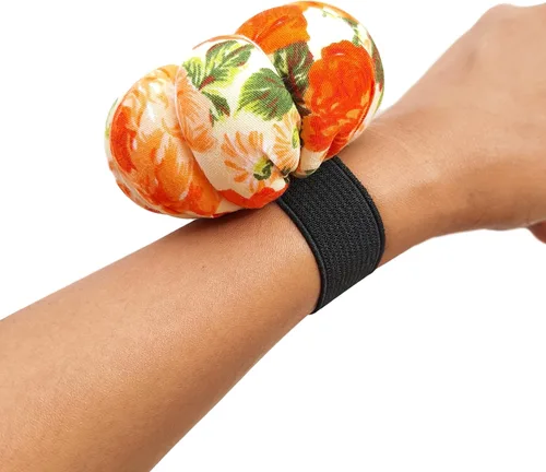 Miniatura 3 de CUSHYSTORE CST-0838 - Alfiler de muñeca con correa elástica ajustable para coser todos los tamaños de muñeca (naranja), 3 pulgadas de largo x 3