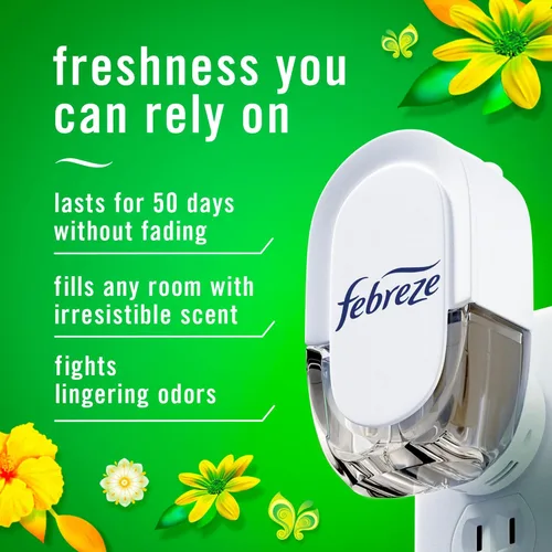 Miniatura 2 de Febreze Fade Defy PLUG - Ambientador antiolor para eliminar olores, Downy April Fresh, Gain Original, Linen & Sky, (3) recargas de aceite perfumado
