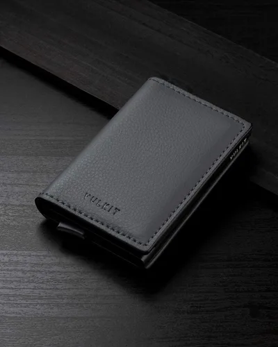 Miniatura 5 de VULKIT Tarjetero RFID Bloqueo de Cuero Automático Pop Up Cartera Aluminio Slim Pocket Tarjeta de Visita