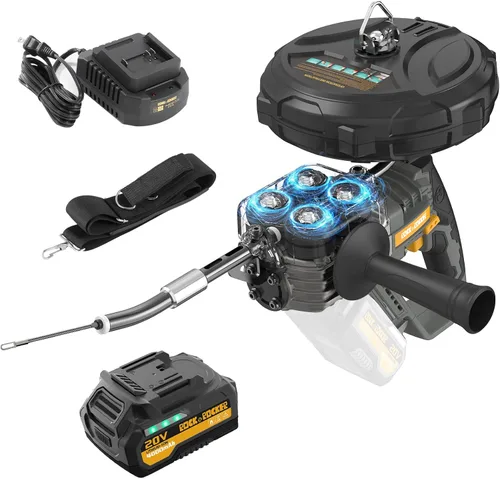 Rock&Rocker Cinta de pescado inalámbrica herramienta profesional de roscado de alambre, motor sin escobillas de 20 V 4.0 AH, línea de plomo TEP de