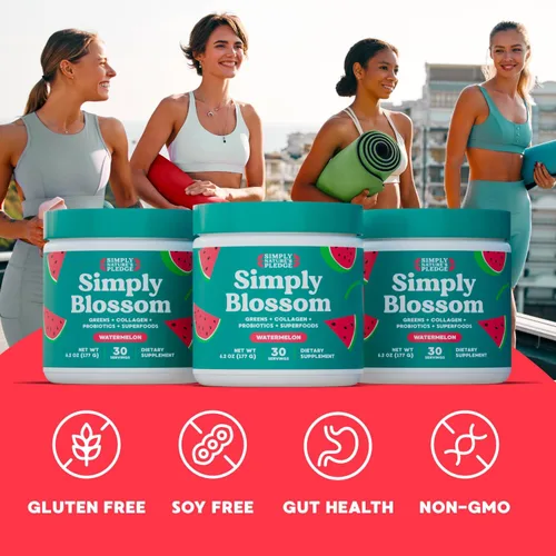 Miniatura 4 de Simply Blossom Nutrition Daily Greens & Superfood Powder + Colágeno + Probióticos para la salud digestiva de las mujeres y alivio de la hinchazón.