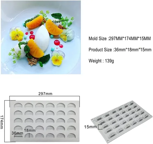 Miniatura 2 de mostsom Molde de silicona 3D para rebanadas de mandarina, segmentos naranjas, pasta de goma de fondant, molde para glaseado para decoración