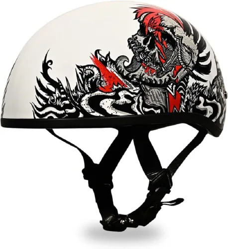 Miniatura 18 de Daytona Helmets - Medio casco de motocicleta con diseño de calavera y huesos cruzados – Aprobado DOT [Gráficos]