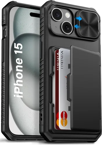Miniatura 63 de Vihibii Funda para iPhone 13 Pro Max/iPhone 12 Pro Max con tarjetero (4 tarjetas) [bloqueo RFID] y cubierta de cámara deslizante, protección contra