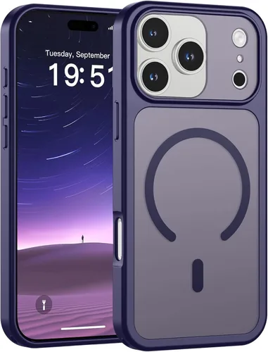 Miniatura 56 de SUPFINE Funda magnética para iPhone 11 Pro Max (compatible con MagSafe) (protección contra caídas de grado militar), delgada, translúcida mate, a