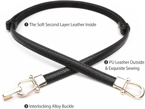 Miniatura 5 de JASGOOD Cinturón de cuero delgado para mujer, cinturones de cintura fina para vestidos de hasta 37 pulgadas con hebilla dorada, paquete de 2