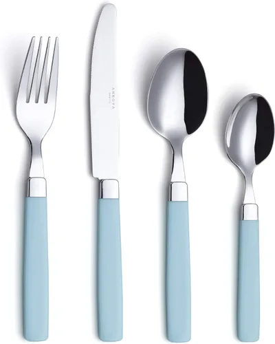 Miniatura 9 de ANNOVA Juego de cubiertos coloridos de acero inoxidable, utensilios de cocina, incluye cuchillos, tenedores, cucharas, tenedores de ensalada y Azul