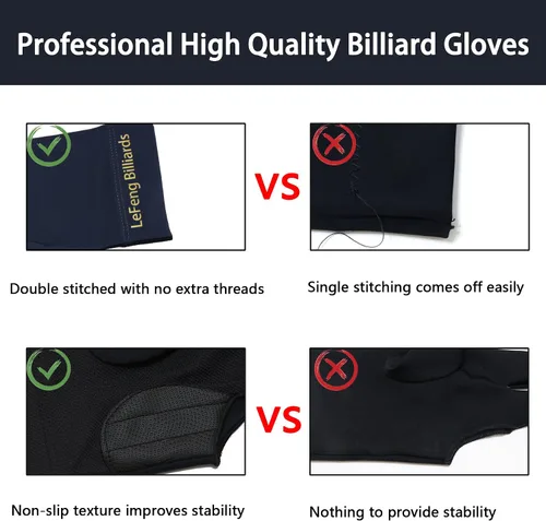 Miniatura 6 de LeFeng - Guantes de billar profesionales para billar, 3 dedos abiertos, para mano izquierda para hombres y mujeres 3 piezas gris.