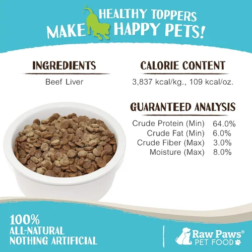 Miniatura 4 de Raw Paws Boost Pet Food Topper de hígado de res liofilizado, 2.8 onzas, fabricado en Estados Unidos, adornos de comida para perros para comedores