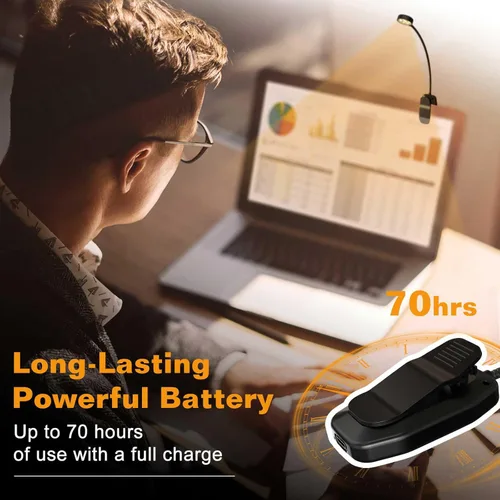 Miniatura 5 de KTEBO Luz de libro recargable para leer en la cama, lámpara de lectura de libros para cuidar los ojos con 10 modos LED, luz portátil ligera de 1.3