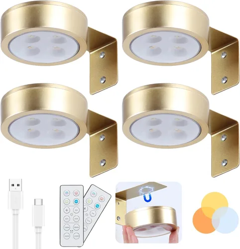 Miniatura 18 de Paquete de 2 luces inalámbricas para cuadros de pared, luz para cuadros recargable que funciona con batería con control remoto, luz regulable
