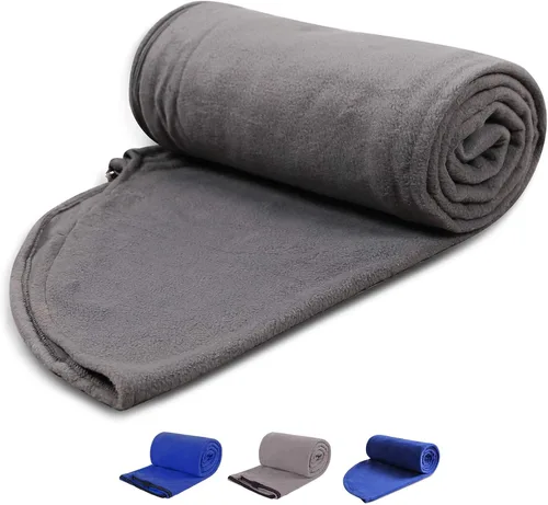 Miniatura 9 de REDCAMP Forro polar para saco de dormir con capucha para adultos, clima cálido o frío, manta de campamento larga con cremallera de tamaño Gris