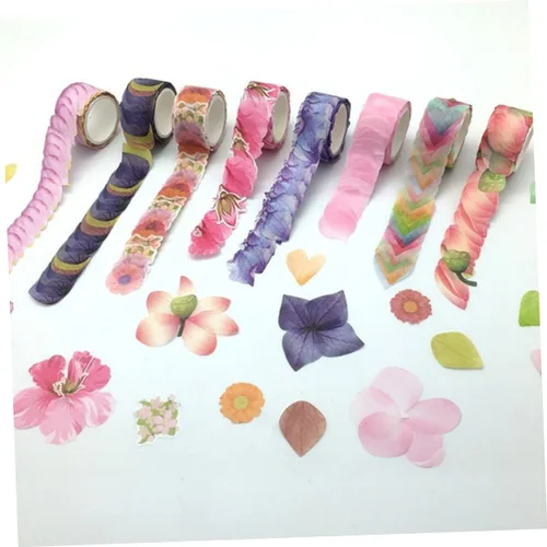 Miniatura 5 de EXCEART 3 calcomanías florales de cinta washi, álbumes de recortes, cinta de pétalos, calcomanías decorativas para manualidades y bricolaje 3