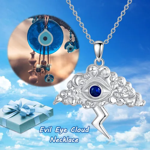 Miniatura 4 de PROESS Regalos de Navidad, collar con dije de amuleto de plata de ley con dije de mal de ojo, estrella de David, collar con dije de amuleto