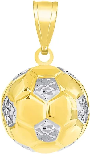Jewelry America Colgante de fútbol de oro amarillo de 14 quilates con bola 3D con alto pulido, Oro amarillo