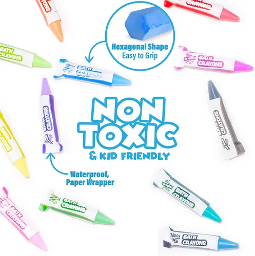 Miniatura 4 de Tub Works® Smooth™ - Crayones de baño de juguete de baño, paquete de 12 Crayones de baño no tóxicos y lavables para niños pequeños y niños