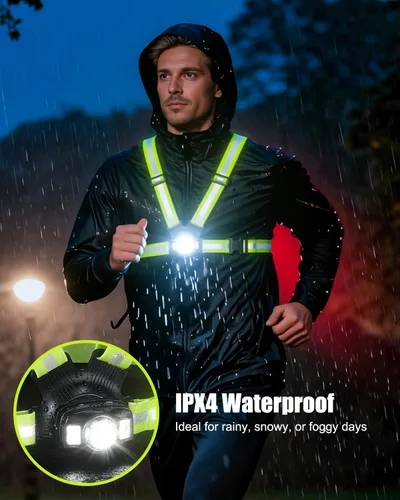 Miniatura 6 de Luces de Correr para Corredores, Luz de Correr de 500 Lúmenes con Luz de Alerta Roja Trasera, Haz Ajustable de 45° e Impermeable IPX4, Chaleco