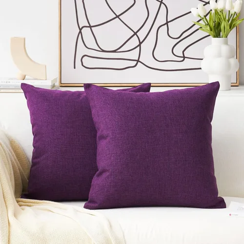 Miniatura 28 de Home Brilliant - Juego de 2 fundas de almohada Euro Sham de 26 x 26 pulgadas / 66 x 66 cm., de lino suave con forro decorativo de Navidad, fundas