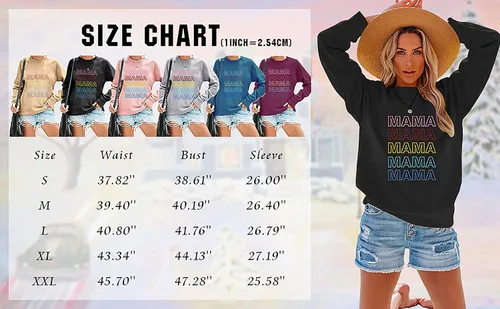 Miniatura 5 de Sudadera para mujer con divertido estampado de letras, blusa informal de manga larga para otoño