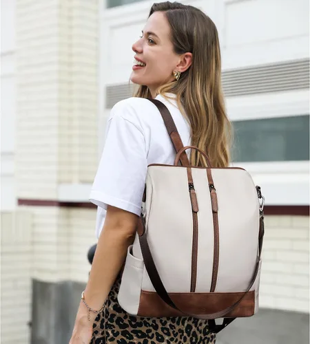 Miniatura 18 de CLUCI - Mochila de cuero para mujer, convertible, grande, para viajar, de diseñadora, moda, casual, bolso de hombro universitario