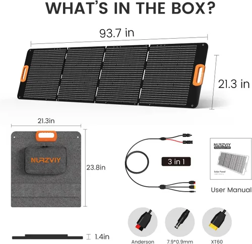 Miniatura 9 de Panel solar portátil de 200 W, plegable, 200 W, cargador solar de células solares para estación de energía, impermeable con soporte ajustable XT60