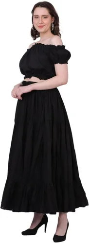Miniatura 3 de Wevez - Falda de algodón para mujer tamaño grande, estilo danza del vientre