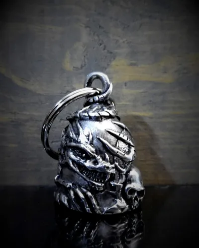 Miniatura 2 de Bravo Bells Skull Dragon Bell - Accesorio de campana de motociclista o llavero para buena suerte en la carretera